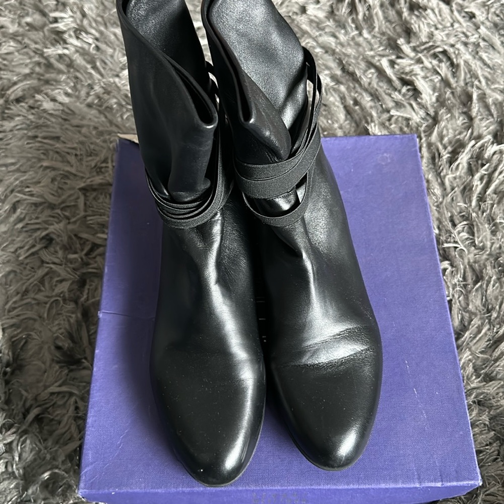 Black wedge boots, lamb skin butter soft leather